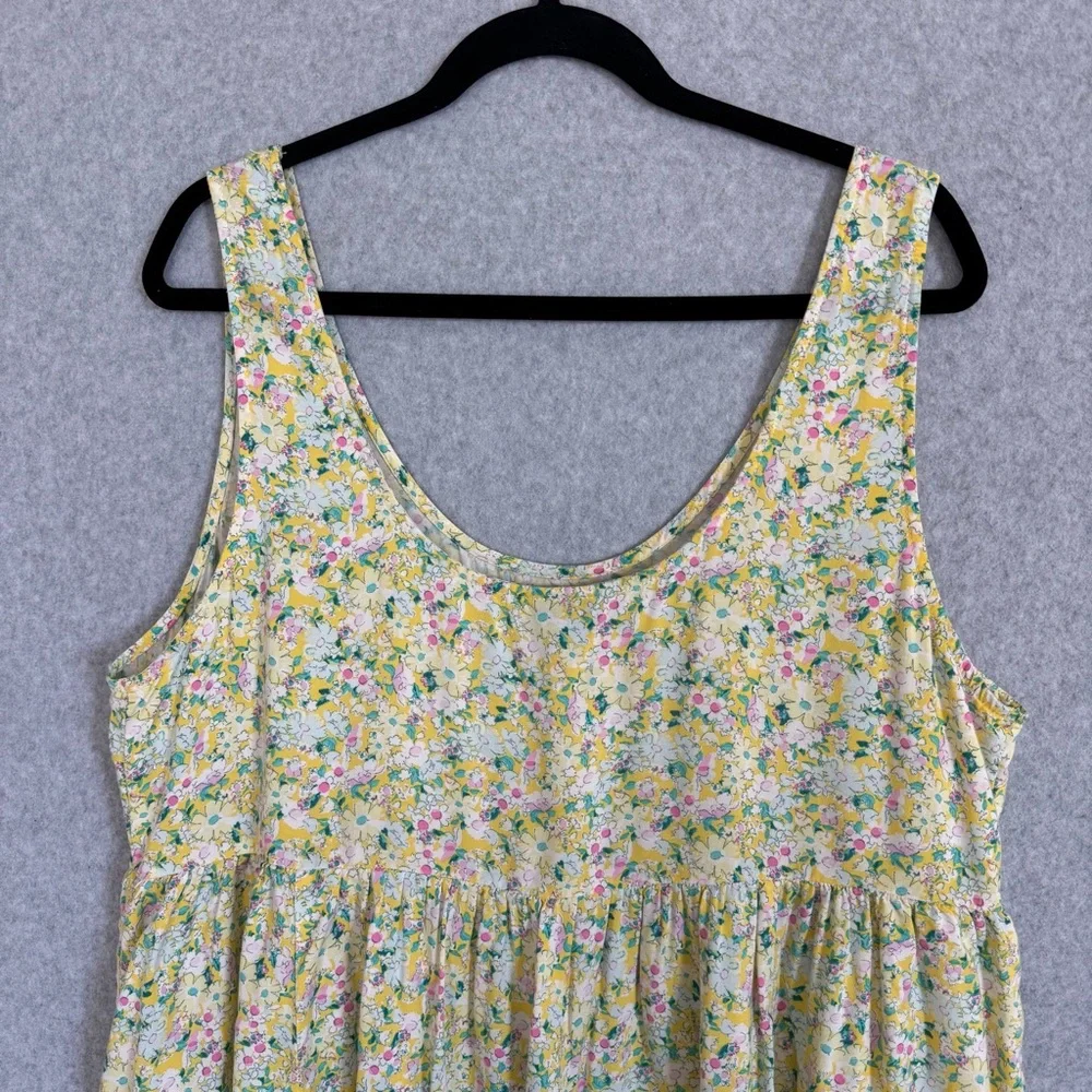 Torrid Yellow Floral Dress Womens 1 1X 14-16 Mini Challis Tiered Sleeveless Tank - Picture 7 of 14